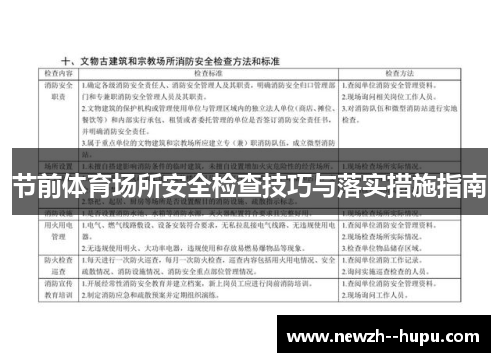 节前体育场所安全检查技巧与落实措施指南 节前体育场所安全检查技巧与落实措施指南